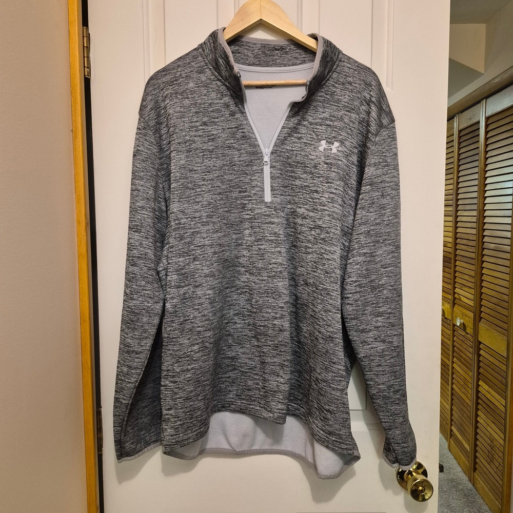 Under Armour Womens 2XL Gray Space Dye Quarter Zip Pullover Loose Fit Activewear